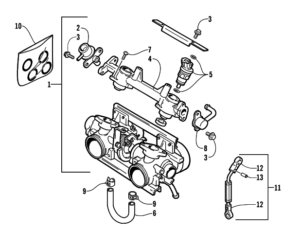 Parts Diagram for Arctic Cat 2001 MOUNTAIN CAT 500 EFI () SNOWMOBILE THROTTLE BODY ASSEMBLY