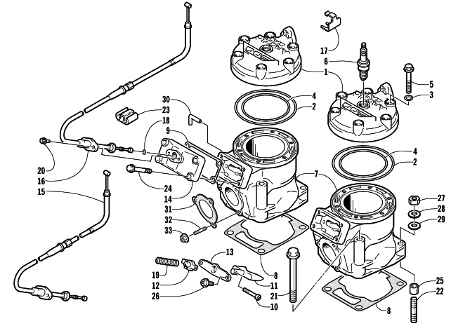Parts Diagram for Arctic Cat 2001 ZR 800 LE SNOWMOBILE CYLINDER AND HEAD ASSEMBLY