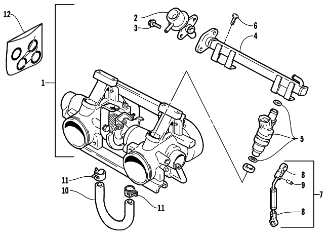 Parts Diagram for Arctic Cat 2001 ZR 600 EFI SNOWMOBILE THROTTLE BODY ASSEMBLY