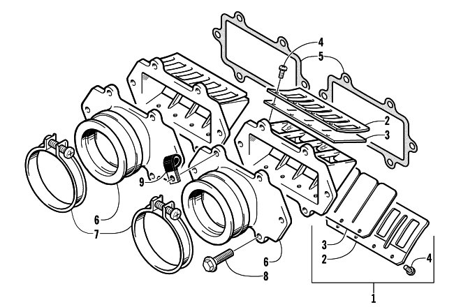 Parts Diagram for Arctic Cat 2003 ZR 900 SNO PRO () SNOWMOBILE REED VALVE ASSEMBLY