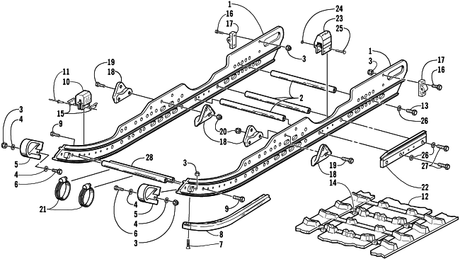 Parts Diagram for Arctic Cat 2001 ZR 440 SNO PRO (SNO-CROSS - ) SNOWMOBILE SLIDE RAIL AND TRACK ASSEMBLY