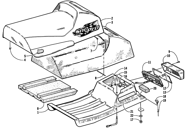 Parts Diagram for Arctic Cat 2001 ZR 440 SNO PRO (SNO-CROSS) SNOWMOBILE SEAT AND TAILLIGHT ASSEMBLY