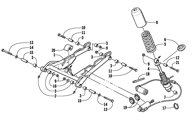 Parts Diagram for Arctic Cat 2001 ZR 440 SNO PRO (CROSS COUNTRY) SNOWMOBILE REAR SUSPENSION FRONT ARM ASSEMBLY