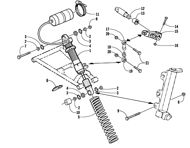 Parts Diagram for Arctic Cat 2001 ZR 440 SNO PRO (CROSS COUNTRY) SNOWMOBILE SHOCK ABSORBER AND SWAY BAR ASSEMBLY (Cross Country)