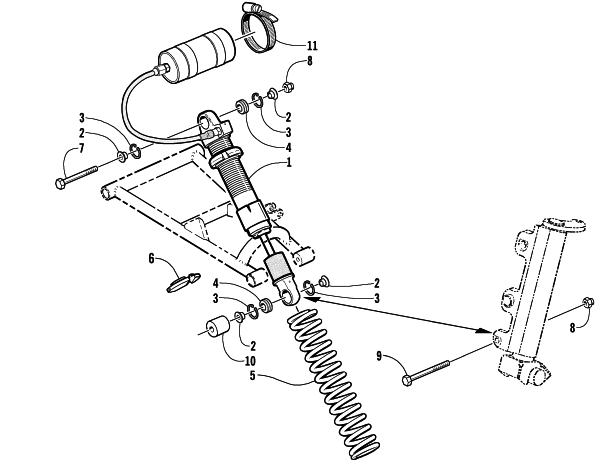 Parts Diagram for Arctic Cat 2001 ZR 440 SNO PRO (CROSS COUNTRY - ) SNOWMOBILE FRONT SUSPENSION SHOCK ABSORBER ASSEMBLY