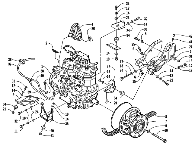 Parts Diagram for Arctic Cat 2001 ZR 600 EFI SNOWMOBILE ENGINE AND RELATED PARTS