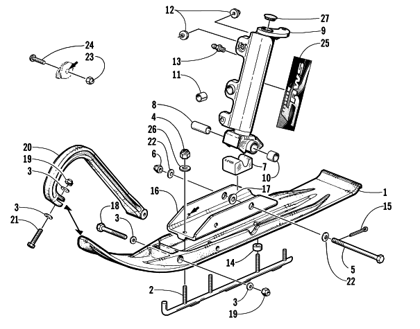 Parts Diagram for Arctic Cat 2001 Z 440 SNO PRO () SNOWMOBILE SKI AND SPINDLE ASSEMBLY