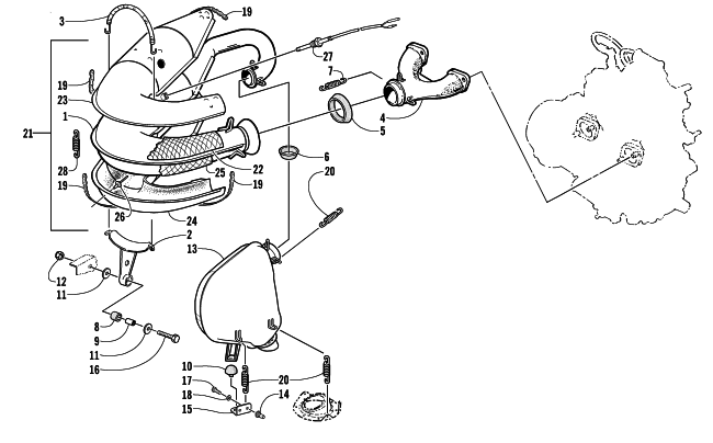 Parts Diagram for Arctic Cat 2001 ZR 440 SNO PRO (SNO-CROSS) SNOWMOBILE EXHAUST ASSEMBLY