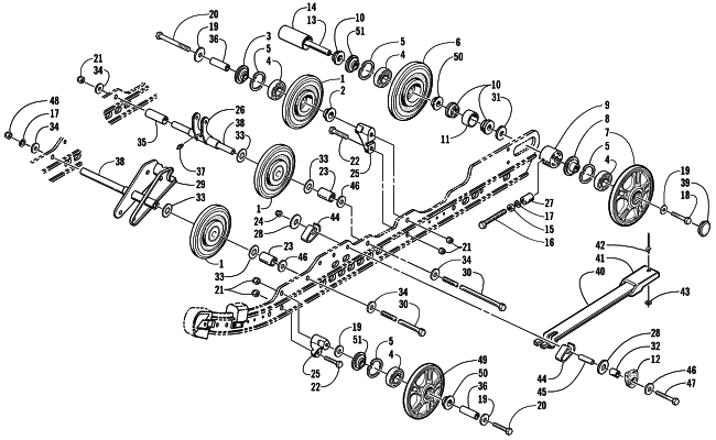 Parts Diagram for Arctic Cat 2001 TRIPLE TOURING 600 () SNOWMOBILE IDLER WHEEL AND AXLE ASSEMBLIES