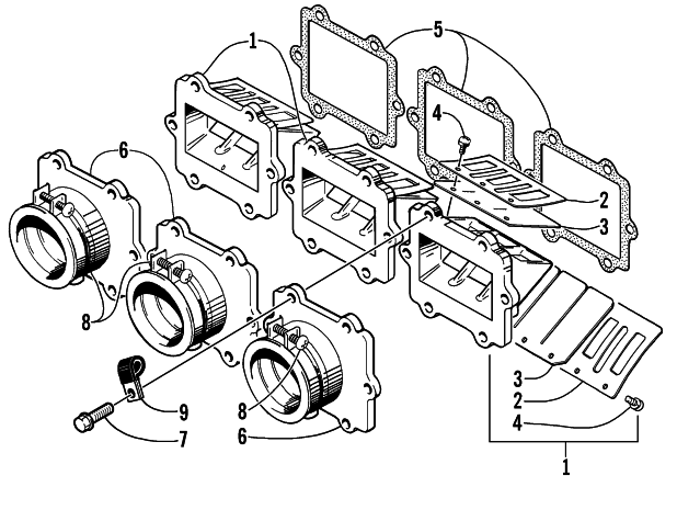 Parts Diagram for Arctic Cat 2001 TRIPLE TOURING 600 SNOWMOBILE REED VALVE ASSEMBLY