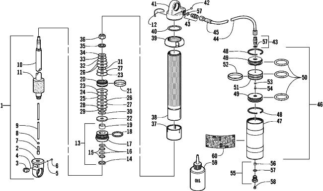 Parts Diagram for Arctic Cat 2001 ZR 440 SNO PRO (SNO-CROSS - ) SNOWMOBILE FRONT SUSPENSION SHOCK ABSORBER (Cross Country)