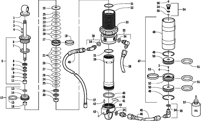 Parts Diagram for Arctic Cat 2001 ZR 440 SNO PRO (CROSS COUNTRY - ) SNOWMOBILE REAR SUSPENSION FRONT ARM SHOCK ABSORBER