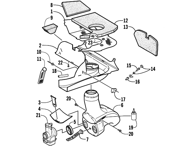 Parts Diagram for Arctic Cat 2001 ZR 440 SNO PRO (SNO-CROSS) SNOWMOBILE AIR SILENCER ASSEMBLY