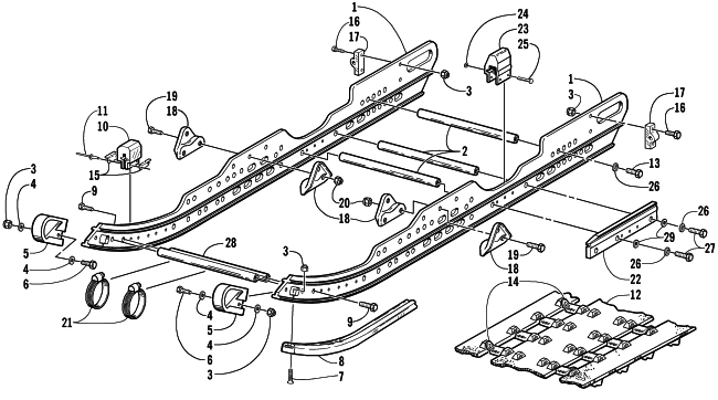Parts Diagram for Arctic Cat 2002 ZR 500 LE SNOWMOBILE SLIDE RAIL AND TRACK ASSEMBLY