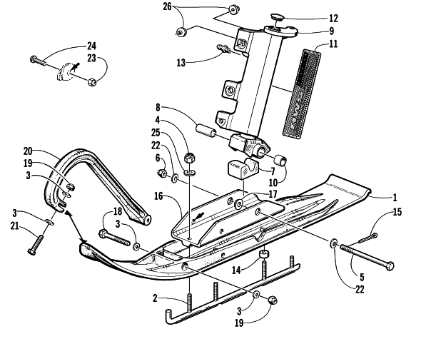 Parts Diagram for Arctic Cat 2002 ZL 600 EFI SS SNOWMOBILE SKI AND SPINDLE ASSEMBLY