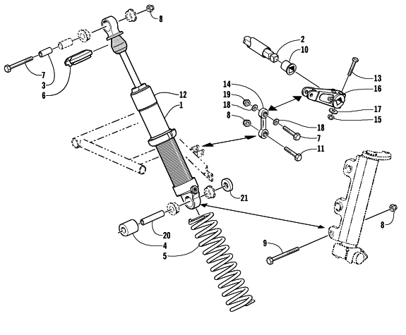 Parts Diagram for Arctic Cat 2002 ZL 600 EFI SS SNOWMOBILE SHOCK ABSORBER AND SWAY BAR ASSEMBLY