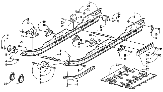 Parts Diagram for Arctic Cat 2002 ZL 600 EFI SS ( ESR) SNOWMOBILE SLIDE RAIL AND TRACK ASSEMBLY