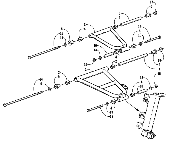 Parts Diagram for Arctic Cat 2003 Z 370 (ESR) SNOWMOBILE A-ARM ASSEMBLY