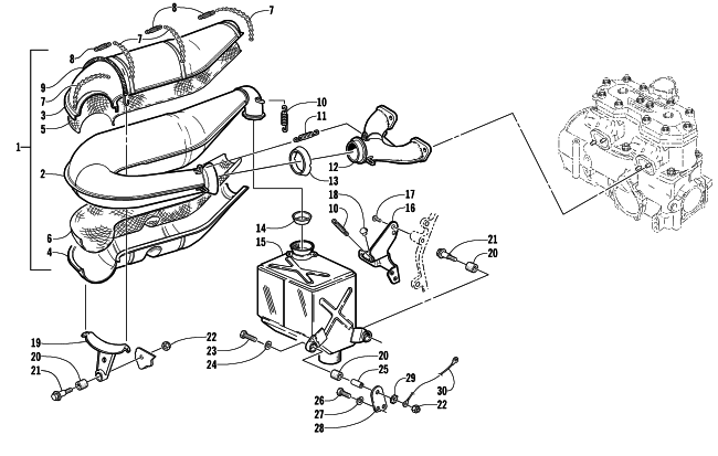 Parts Diagram for Arctic Cat 2002 ZL 600 EFI SS SNOWMOBILE EXHAUST ASSEMBLY