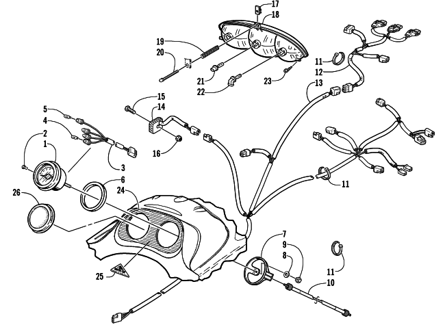 Parts Diagram for Arctic Cat 2002 PANTHER 440 SNOWMOBILE HEADLIGHT, INSTRUMENTS, AND WIRING ASSEMBLIES