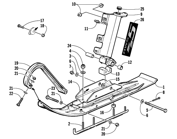 Parts Diagram for Arctic Cat 2002 ZL 550 SNOWMOBILE SKI AND SPINDLE ASSEMBLY