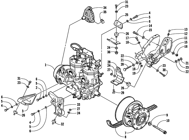 Parts Diagram for Arctic Cat 2002 PANTERA 550 SNOWMOBILE ENGINE AND RELATED PARTS