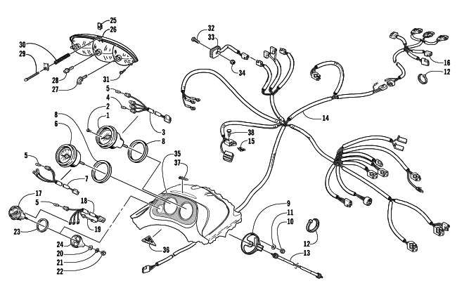 Parts Diagram for Arctic Cat 2002 PANTERA 550 SNOWMOBILE HEADLIGHT, INSTRUMENTS, AND WIRING ASSEMBLIES