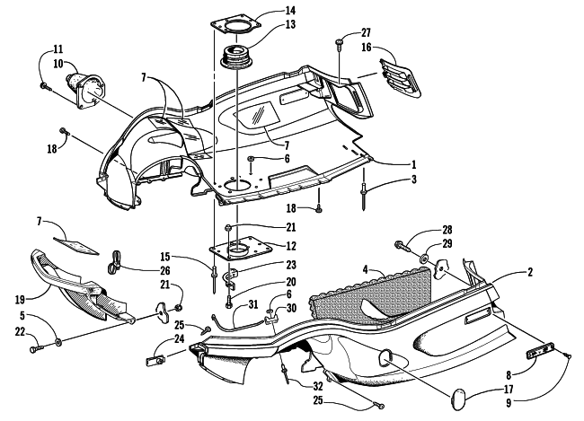 Parts Diagram for Arctic Cat 2002 PANTHER 440 () SNOWMOBILE BELLY PAN AND FRONT BUMPER ASSEMBLY