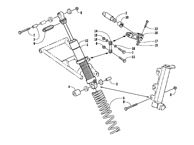 Parts Diagram for Arctic Cat 2002 MOUNTAIN CAT 600 EFI (LE ) SNOWMOBILE SHOCK ABSORBER AND SWAY BAR ASSEMBLY