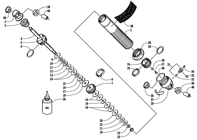 Parts Diagram for Arctic Cat 2003 ZR 900 EARLY BUILD SNOWMOBILE FRONT SUSPENSION SHOCK ABSORBER