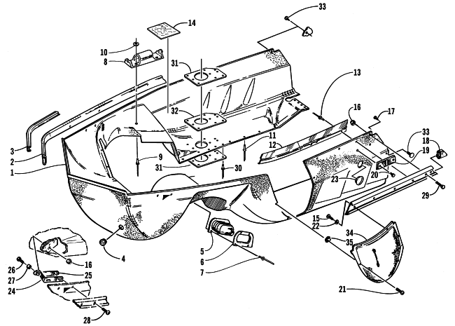 Parts Diagram for Arctic Cat 2002 BEARCAT WIDE TRACK SNOWMOBILE BELLY PAN ASSEMBLY