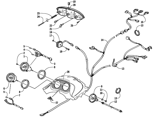 Parts Diagram for Arctic Cat 2002 ZR 600 SNOWMOBILE HEADLIGHT, INSTRUMENTS, AND WIRING ASSEMBLIES
