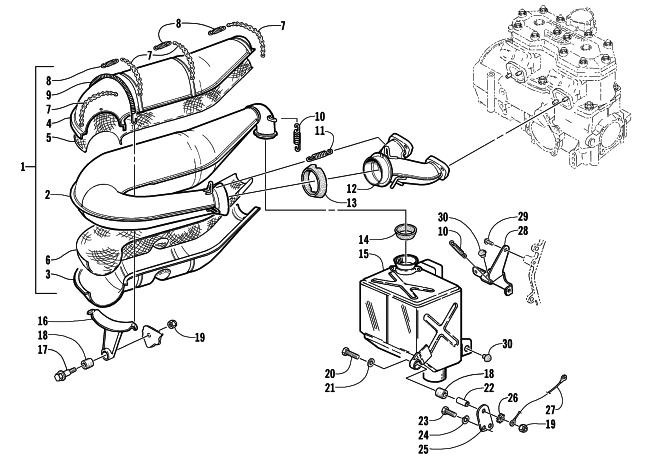 Parts Diagram for Arctic Cat 2003 ZL 600 EFI SNOWMOBILE EXHAUST ASSEMBLY