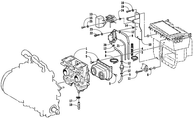 Parts Diagram for Arctic Cat 2002 ZR 600 SNOWMOBILE CARBURETOR AND FUEL PUMP ASSEMBLY