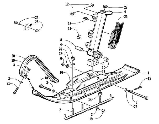 Parts Diagram for Arctic Cat 2002 ZR 500 SNOWMOBILE SKI AND SPINDLE ASSEMBLY