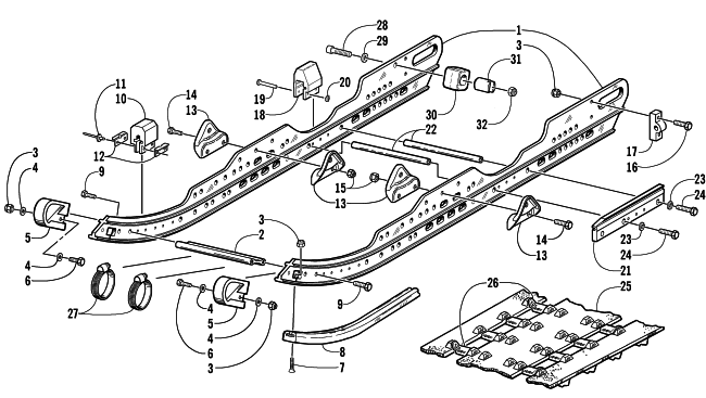 Parts Diagram for Arctic Cat 2002 ZR 800 CC () SNOWMOBILE SLIDE RAIL AND TRACK ASSEMBLY