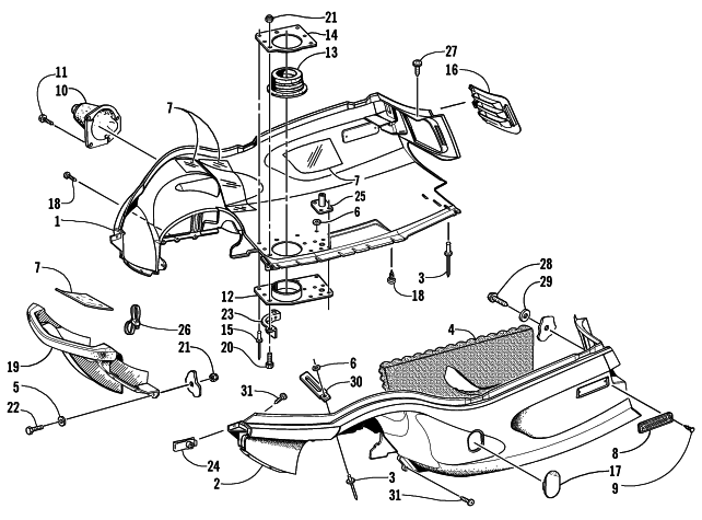 Parts Diagram for Arctic Cat 2002 ZL 600 EFI SS () SNOWMOBILE BELLY PAN AND FRONT BUMPER ASSEMBLY