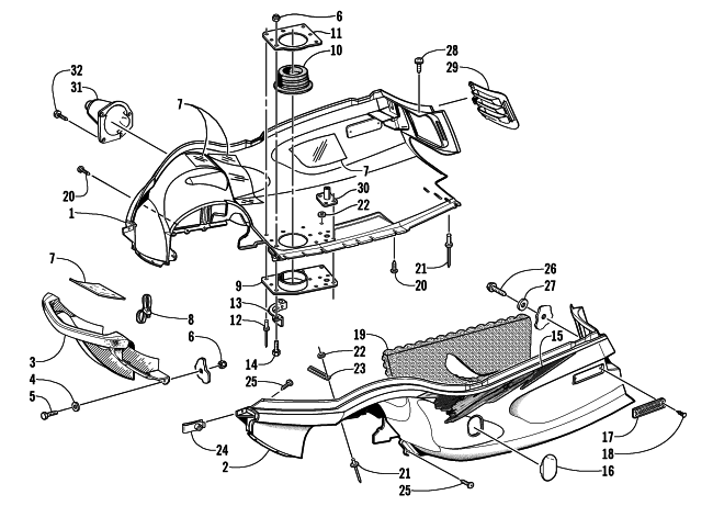 Parts Diagram for Arctic Cat 2002 ZR 500 CC () SNOWMOBILE BELLY PAN AND FRONT BUMPER ASSEMBLY