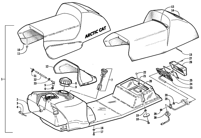 Parts Diagram for Arctic Cat 2002 ZL 600 EFI (ESR) SNOWMOBILE GAS TANK, SEAT, AND TAILLIGHT ASSEMBLY