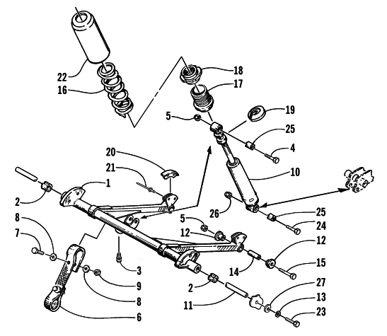 Parts Diagram for Arctic Cat 2002 BEARCAT WIDE TRACK SNOWMOBILE REAR SUSPENSION FRONT ARM ASSEMBLY