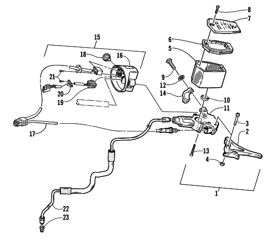 Parts Diagram for Arctic Cat 2002 MOUNTAIN CAT 800 EFI () SNOWMOBILE HYDRAULIC BRAKE CONTROL ASSEMBLY