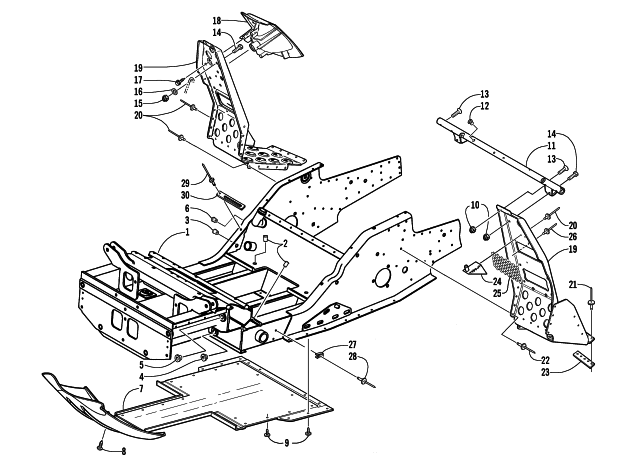 Parts Diagram for Arctic Cat 2002 MOUNTAIN CAT 600 EFI (LE ) SNOWMOBILE FRONT FRAME AND FOOTREST ASSEMBLY
