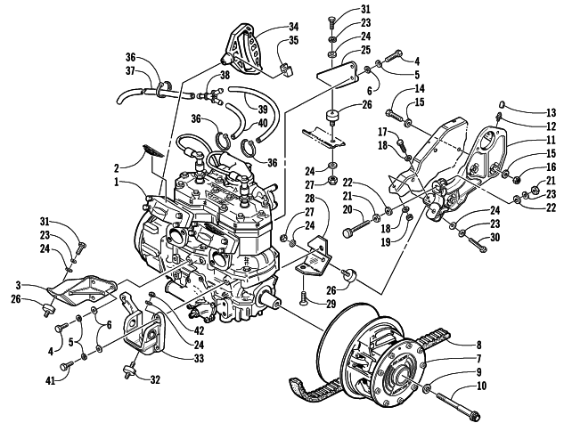 Parts Diagram for Arctic Cat 2002 PANTERA 600 EFI ESR () SNOWMOBILE ENGINE AND RELATED PARTS