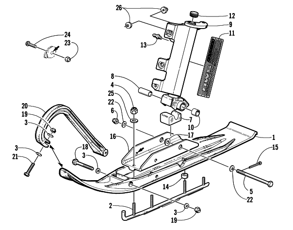 Parts Diagram for Arctic Cat 2002 ZL 600 EFI SS () SNOWMOBILE SKI AND SPINDLE ASSEMBLY