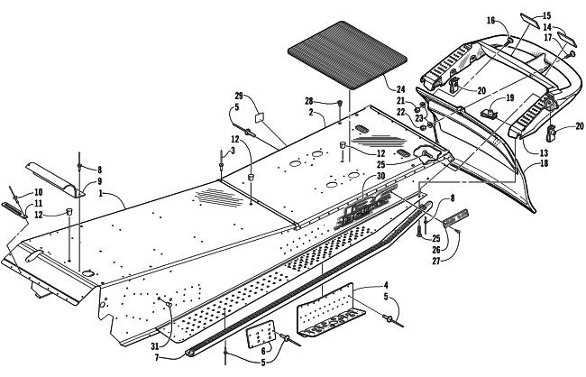 Parts Diagram for Arctic Cat 2002 MOUNTAIN CAT 600 EFI (LE ) SNOWMOBILE TUNNEL AND REAR BUMPER