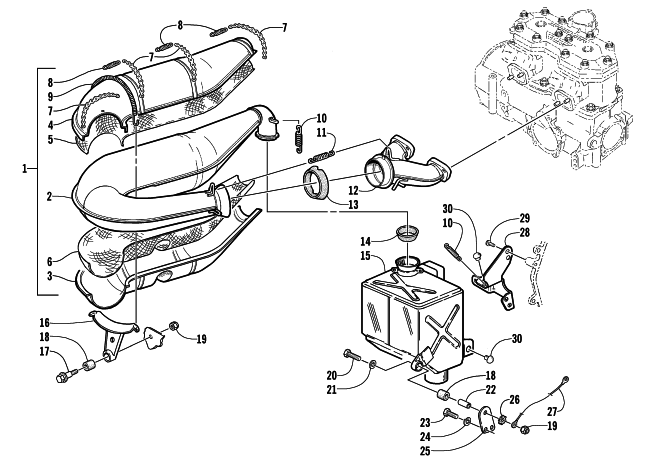 Parts Diagram for Arctic Cat 2002 MOUNTAIN CAT 600 EFI () SNOWMOBILE EXHAUST ASSEMBLY
