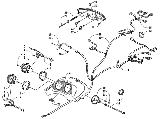 Parts Diagram for Arctic Cat 2002 ZL 500 SNOWMOBILE HEADLIGHT, INSTRUMENTS, AND WIRING ASSEMBLIES