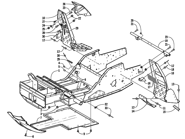 Parts Diagram for Arctic Cat 2002 ZR 500 CC () SNOWMOBILE FRONT FRAME AND FOOTREST ASSEMBLY