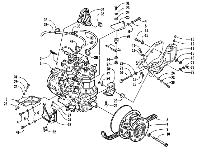 Parts Diagram for Arctic Cat 2002 MOUNTAIN CAT 500 SNOWMOBILE ENGINE AND RELATED PARTS