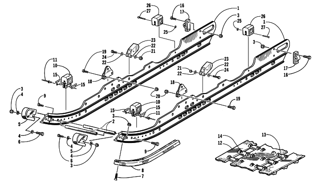 Parts Diagram for Arctic Cat 2002 PANTHER 570 () SNOWMOBILE SLIDE RAIL AND TRACK ASSEMBLY